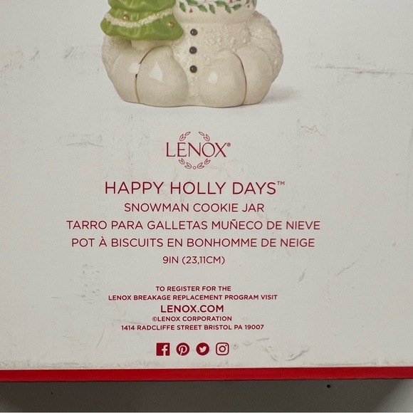 Lenox Happy Holly Days Snowman Cookie Jar - Picture 4 of 5